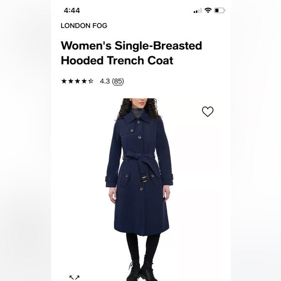 London Fog raincoat, size small, navy blue - Picture 2 of 4